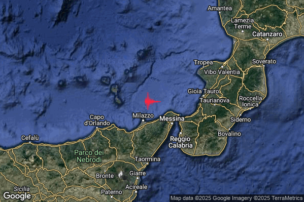 Terremoto 02:42:05 M2.2 epicentro “Costa Siciliana nord-orientale (Messina)” Terremoto 02:42:05 M2.2 epicentro “Costa Siciliana nord-orientale (Messina)”