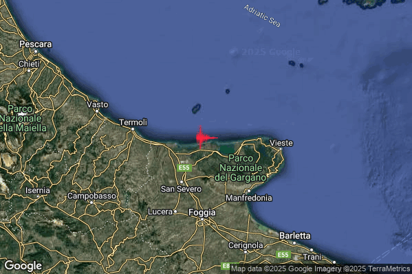 Terremoto 20:47:50 M2.6 epicentro “Costa Garganica (Foggia)” Terremoto 20:47:50 M2.6 epicentro “Costa Garganica (Foggia)”