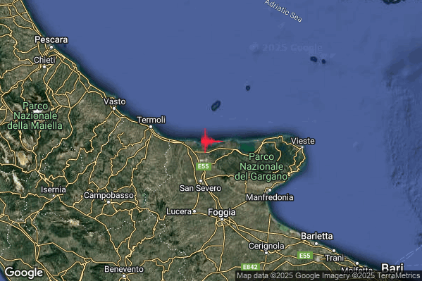 Terremoto 03:49:20 M2.0 epicentro “Costa Garganica (Foggia)” Terremoto 03:49:20 M2.0 epicentro “Costa Garganica (Foggia)”