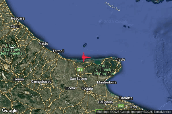 Terremoto 12:38:07 M2.0 epicentro “Costa Garganica (Foggia)” Terremoto 12:38:07 M2.0 epicentro “Costa Garganica (Foggia)”