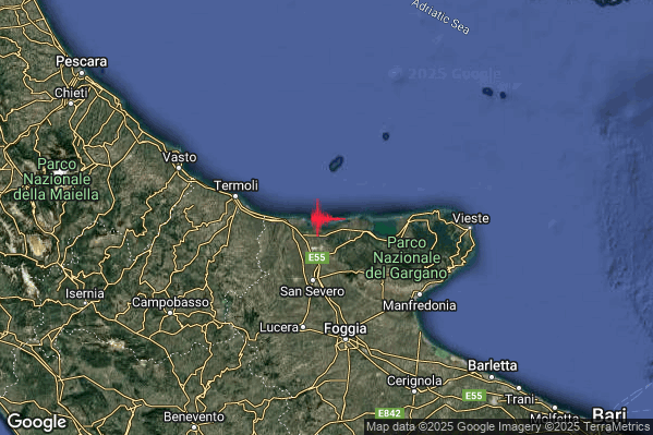 Terremoto 23:29:04 M2.4 epicentro “Costa Garganica (Foggia)” Terremoto 23:29:04 M2.4 epicentro “Costa Garganica (Foggia)”