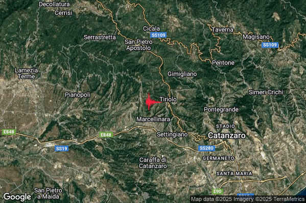 Terremoto 05:52:45 M2.3 epicentro “1 km E Miglierina (CZ)” Terremoto 05:52:45 M2.3 epicentro “1 km E Miglierina (CZ)”