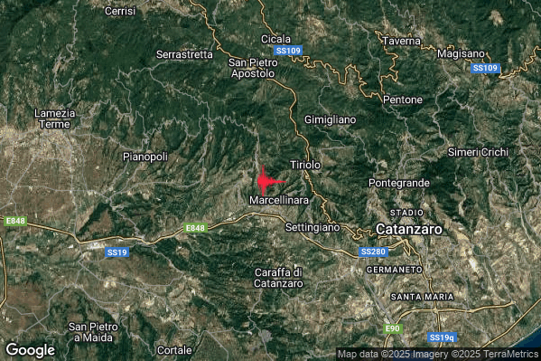 Terremoto 06:02:32 M3.0 epicentro “1 km SE Miglierina (CZ)” Terremoto 06:02:32 M3.0 epicentro “1 km SE Miglierina (CZ)”
