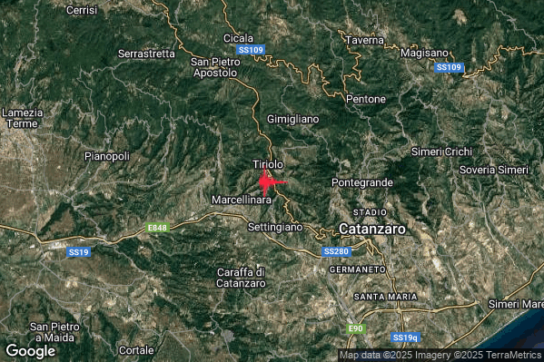 Terremoto 19:15:18 M2.5 epicentro “1 km S Tiriolo (CZ)” Terremoto 19:15:18 M2.5 epicentro “1 km S Tiriolo (CZ)”