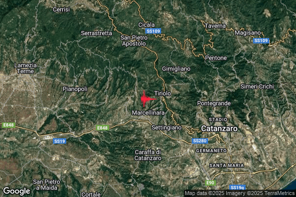 Terremoto 20:06:30 M2.5 epicentro “1 km NW Marcellinara (CZ)” Terremoto 20:06:30 M2.5 epicentro “1 km NW Marcellinara (CZ)”