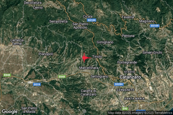 Terremoto 22:04:11 M2.8 epicentro “1 km E Miglierina (CZ)” Terremoto 22:04:11 M2.8 epicentro “1 km E Miglierina (CZ)”