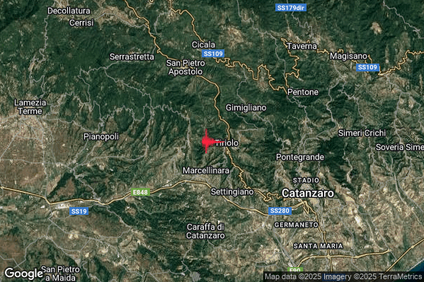 Terremoto 23:19:49 M2.1 epicentro “1 km W Tiriolo (CZ)” Terremoto 23:19:49 M2.1 epicentro “1 km W Tiriolo (CZ)”