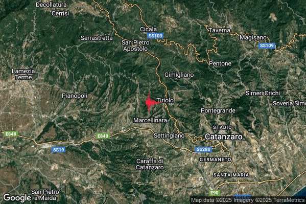 Terremoto 01:10:24 M2.3 epicentro “1 km W Tiriolo (CZ)” Terremoto 01:10:24 M2.3 epicentro “1 km W Tiriolo (CZ)”
