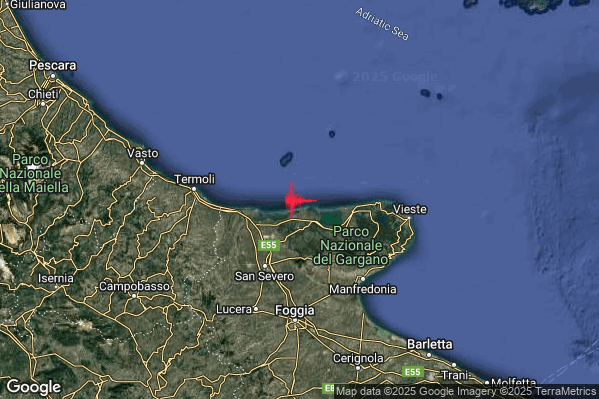 Terremoto 11:12:32 M2.1 epicentro “Costa Garganica (Foggia)” Terremoto 11:12:32 M2.1 epicentro “Costa Garganica (Foggia)”