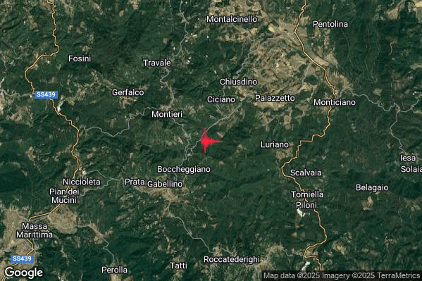 Terremoto 02:01:38 M2.1 epicentro “4 km SE Montieri (GR)” Terremoto 02:01:38 M2.1 epicentro “4 km SE Montieri (GR)”