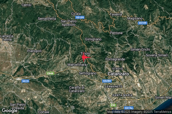 Terremoto 15:43:03 M2.3 epicentro “1 km S Tiriolo (CZ)” Terremoto 15:43:03 M2.3 epicentro “1 km S Tiriolo (CZ)”