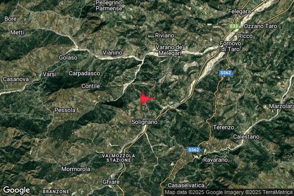 Terremoto 03:25:47 M2.1 epicentro “3 km N Solignano (PR)” Terremoto 03:25:47 M2.1 epicentro “3 km N Solignano (PR)”