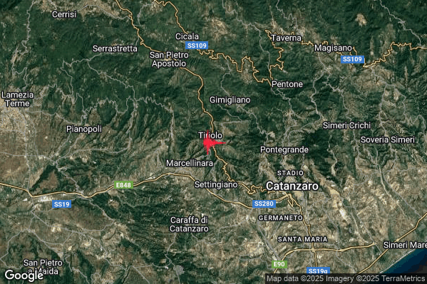 Terremoto 12:11:57 M2.9 epicentro “1 km SE Tiriolo (CZ)” Terremoto 12:11:57 M2.9 epicentro “1 km SE Tiriolo (CZ)”