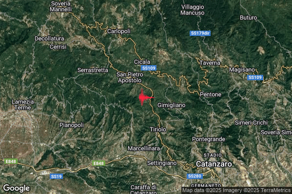 Terremoto 12:19:58 M2.0 epicentro “3 km SE San Pietro Apostolo (CZ)” Terremoto 12:19:58 M2.0 epicentro “3 km SE San Pietro Apostolo (CZ)”