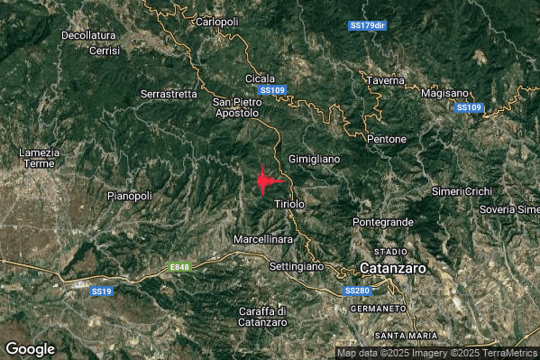 Terremoto 03:33:15 M3.1 epicentro “2 km NW Tiriolo (CZ)” Terremoto 03:33:15 M3.1 epicentro “2 km NW Tiriolo (CZ)”
