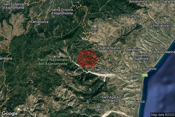 Terremoto 19:24:22 M2.7 epicentro “4 km NW San Luca (RC)” Terremoto 19:24:22 M2.7 epicentro “4 km NW San Luca (RC)”