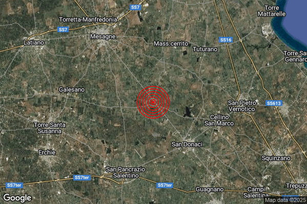 Terremoto 03:36:01 M2.2 epicentro “6 km NW San Donaci (BR)” Terremoto 03:36:01 M2.2 epicentro “6 km NW San Donaci (BR)”