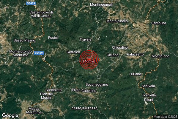Terremoto 00:01:59 M2.0 epicentro “Montieri (GR)” Terremoto 00:01:59 M2.0 epicentro “Montieri (GR)”
