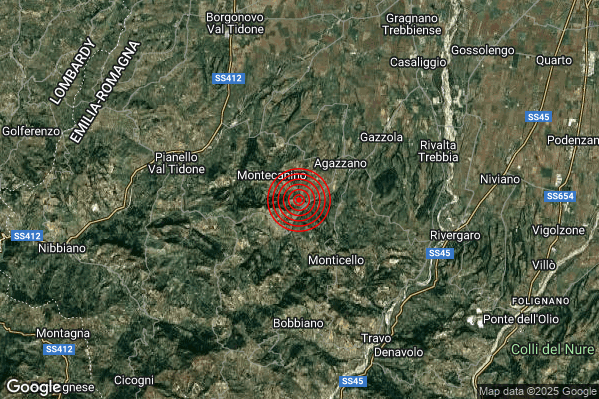 Terremoto 11:17:39 M2.2 epicentro “Piozzano (PC)” Terremoto 11:17:39 M2.2 epicentro “Piozzano (PC)”