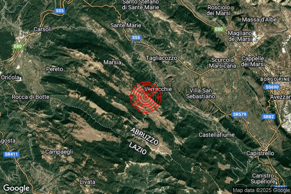 Terremoto 20:00:29 M2.1 epicentro “5 km W Cappadocia (AQ)” Terremoto 20:00:29 M2.1 epicentro “5 km W Cappadocia (AQ)”