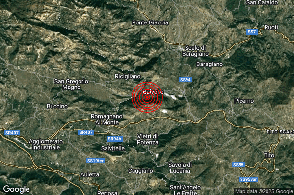 Terremoto 11:19:34 M2.6 epicentro “1 km SW Balvano (PZ)” Terremoto 11:19:34 M2.6 epicentro “1 km SW Balvano (PZ)”