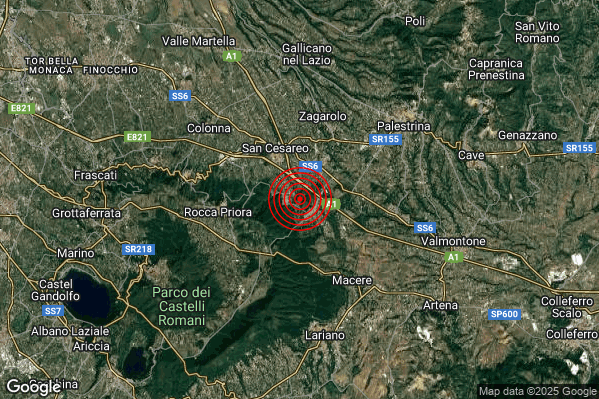 Terremoto 03:42:58 M2.9 epicentro “3 km SE San Cesareo (RM)” Terremoto 03:42:58 M2.9 epicentro “3 km SE San Cesareo (RM)”