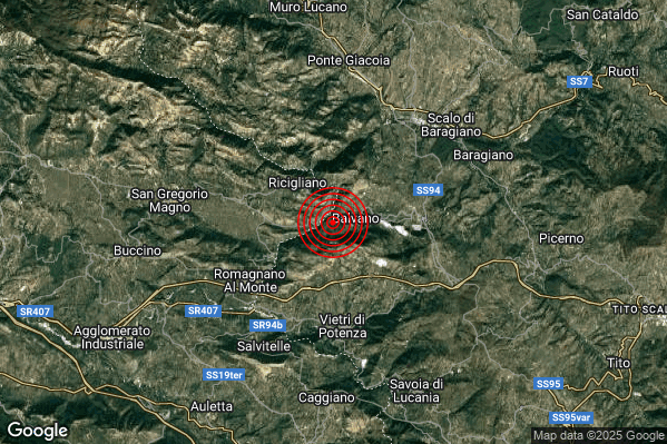 Terremoto 15:33:55 M2.4 epicentro “1 km W Balvano (PZ)” Terremoto 15:33:55 M2.4 epicentro “1 km W Balvano (PZ)”