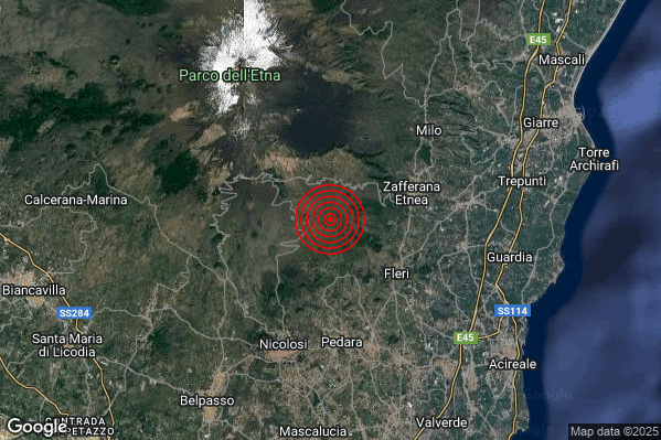 Terremoto 03:05:51 M2.1 epicentro “5 km W Zafferana Etnea (CT)” Terremoto 03:05:51 M2.1 epicentro “5 km W Zafferana Etnea (CT)”