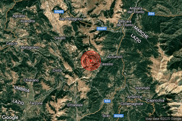 Terremoto 04:05:00 M2.1 epicentro “5 km W Accumoli (RI)” Terremoto 04:05:00 M2.1 epicentro “5 km W Accumoli (RI)”