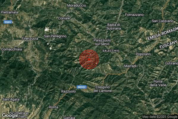 Terremoto 08:47:38 M2.2 epicentro “4 km SW Palazzuolo sul Senio (FI)” Terremoto 08:47:38 M2.2 epicentro “4 km SW Palazzuolo sul Senio (FI)”
