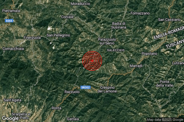 Terremoto 08:49:48 M2.1 epicentro “4 km SW Palazzuolo sul Senio (FI)” Terremoto 08:49:48 M2.1 epicentro “4 km SW Palazzuolo sul Senio (FI)”