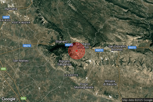 Terremoto 08:52:14 M2.1 epicentro “2 km SW San Marco in Lamis (FG)” Terremoto 08:52:14 M2.1 epicentro “2 km SW San Marco in Lamis (FG)”