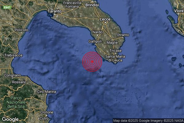 Terremoto 19:32:05 M2.4 epicentro “Mar Ionio Settentrionale (MARE)” Terremoto 19:32:05 M2.4 epicentro “Mar Ionio Settentrionale (MARE)”
