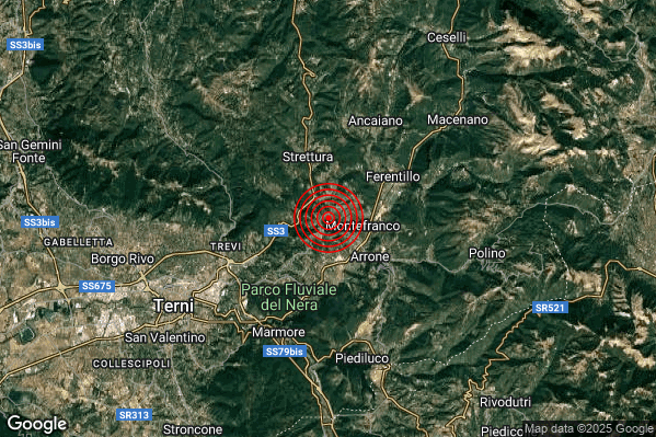 Terremoto 11:21:06 M2.2 epicentro “2 km W Montefranco (TR)” Terremoto 11:21:06 M2.2 epicentro “2 km W Montefranco (TR)”