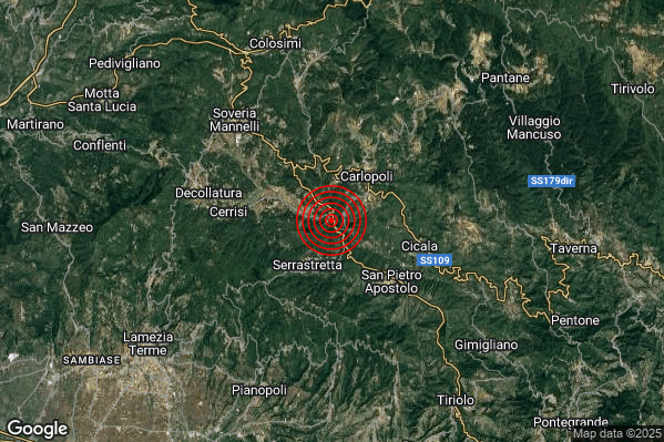 Terremoto 01:27:24 M2.4 epicentro “3 km NE Serrastretta (CZ)” Terremoto 01:27:24 M2.4 epicentro “3 km NE Serrastretta (CZ)”
