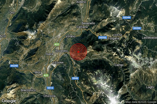 Terremoto 00:37:02 M3.0 epicentro “2 km NE Trambileno (TN)” Terremoto 00:37:02 M3.0 epicentro “2 km NE Trambileno (TN)”