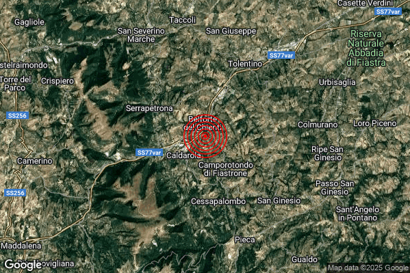 Terremoto 13:58:20 M2.1 epicentro “1 km SE Belforte del Chienti (MC)” Terremoto 13:58:20 M2.1 epicentro “1 km SE Belforte del Chienti (MC)”