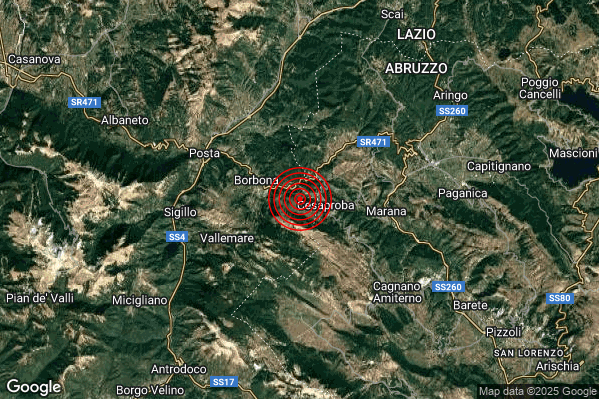Terremoto 22:39:17 M2.1 epicentro “3 km E Borbona (RI)” Terremoto 22:39:17 M2.1 epicentro “3 km E Borbona (RI)”