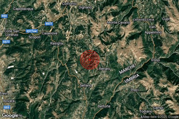 Terremoto 11:30:26 M2.5 epicentro “5 km N Sellano (PG)” Terremoto 11:30:26 M2.5 epicentro “5 km N Sellano (PG)”