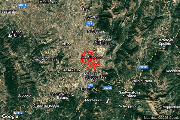 Terremoto 02:58:03 M2.0 epicentro “4 km SW Campello sul Clitunno (PG)” Terremoto 02:58:03 M2.0 epicentro “4 km SW Campello sul Clitunno (PG)”