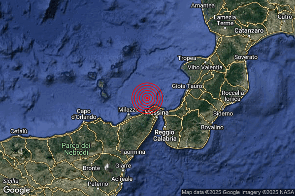 Terremoto 07:28:05 M2.1 epicentro “Costa Siciliana nord-orientale (Messina)” Terremoto 07:28:05 M2.1 epicentro “Costa Siciliana nord-orientale (Messina)”