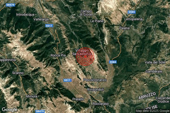 Terremoto 13:25:36 M2.1 epicentro “5 km NW Pescocostanzo (AQ)” Terremoto 13:25:36 M2.1 epicentro “5 km NW Pescocostanzo (AQ)”