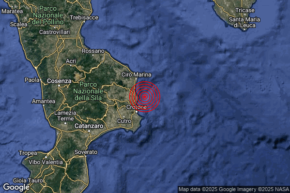 Terremoto 21:50:27 M2.4 epicentro “Costa Ionica Crotonese (Crotone)” Terremoto 21:50:27 M2.4 epicentro “Costa Ionica Crotonese (Crotone)”