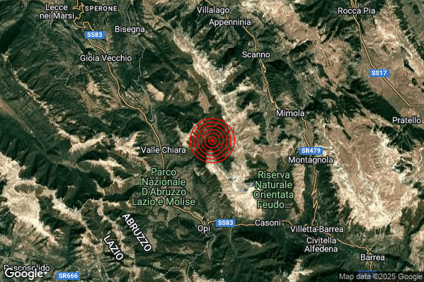 Terremoto 02:06:55 M2.9 epicentro “5 km NE Pescasseroli (AQ)” Terremoto 02:06:55 M2.9 epicentro “5 km NE Pescasseroli (AQ)”