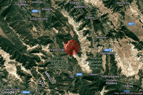 Terremoto 03:36:43 M2.0 epicentro “4 km NE Pescasseroli (AQ)” Terremoto 03:36:43 M2.0 epicentro “4 km NE Pescasseroli (AQ)”