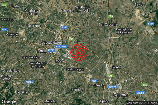 Terremoto 16:07:32 M2.6 epicentro “4 km N Forlimpopoli (FC)” Terremoto 16:07:32 M2.6 epicentro “4 km N Forlimpopoli (FC)”