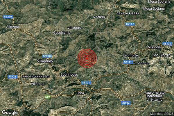 Terremoto 12:00:12 M2.1 epicentro “5 km N Calascibetta (EN)” Terremoto 12:00:12 M2.1 epicentro “5 km N Calascibetta (EN)”