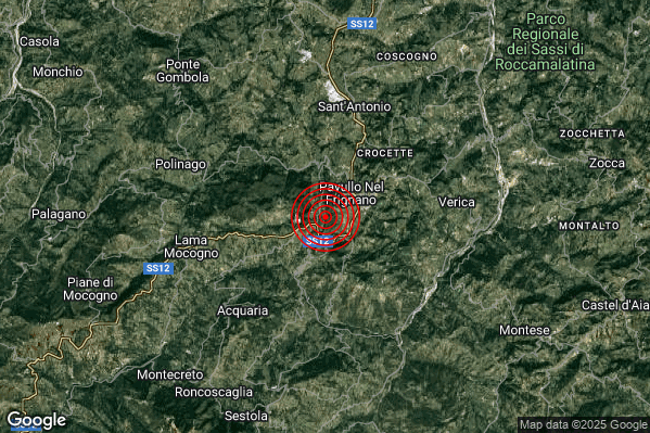 Terremoto 15:13:06 M2.5 epicentro “3 km SW Pavullo nel Frignano (MO)” Terremoto 15:13:06 M2.5 epicentro “3 km SW Pavullo nel Frignano (MO)”