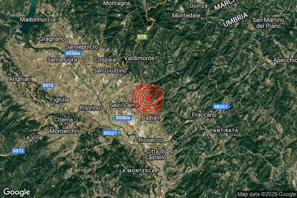 Terremoto 14:20:11 M2.0 epicentro “5 km SE San Giustino (PG)” Terremoto 14:20:11 M2.0 epicentro “5 km SE San Giustino (PG)”