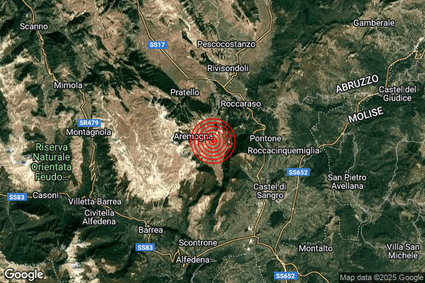 Terremoto 04:30:18 M2.0 epicentro “4 km SW Roccaraso (AQ)” Terremoto 04:30:18 M2.0 epicentro “4 km SW Roccaraso (AQ)”